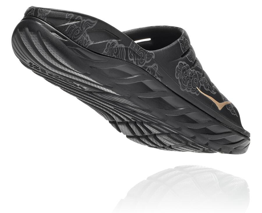 Chanclas Hoka One One Hombre - Ora Recovery Cny - Negras/Doradas - HCP653180